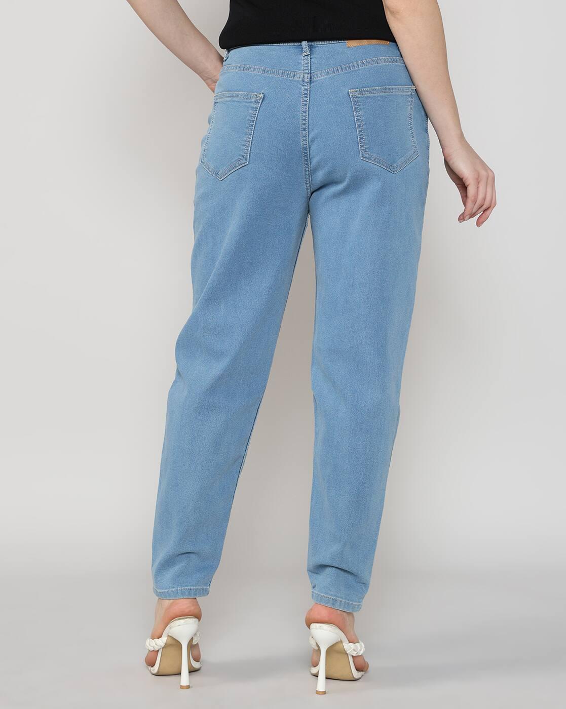 Shein Women Full Length Fly With Button Closure Light Wash Jeans