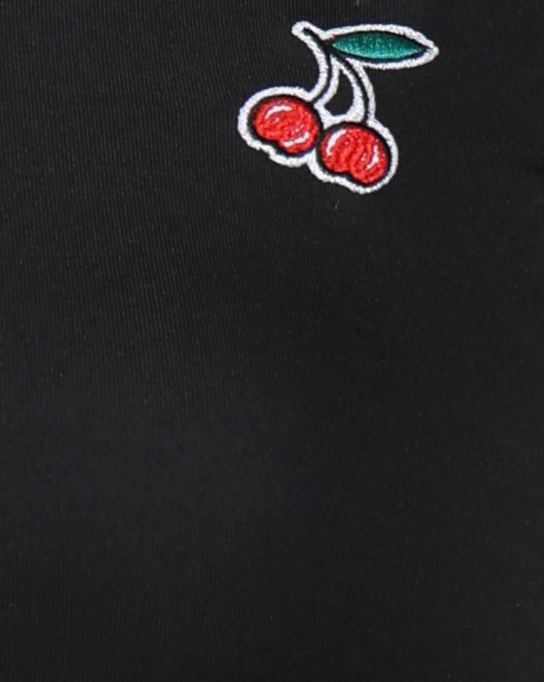 Shein Women Short Sleeve Embroidered Cherry Placement Detail Crop Top