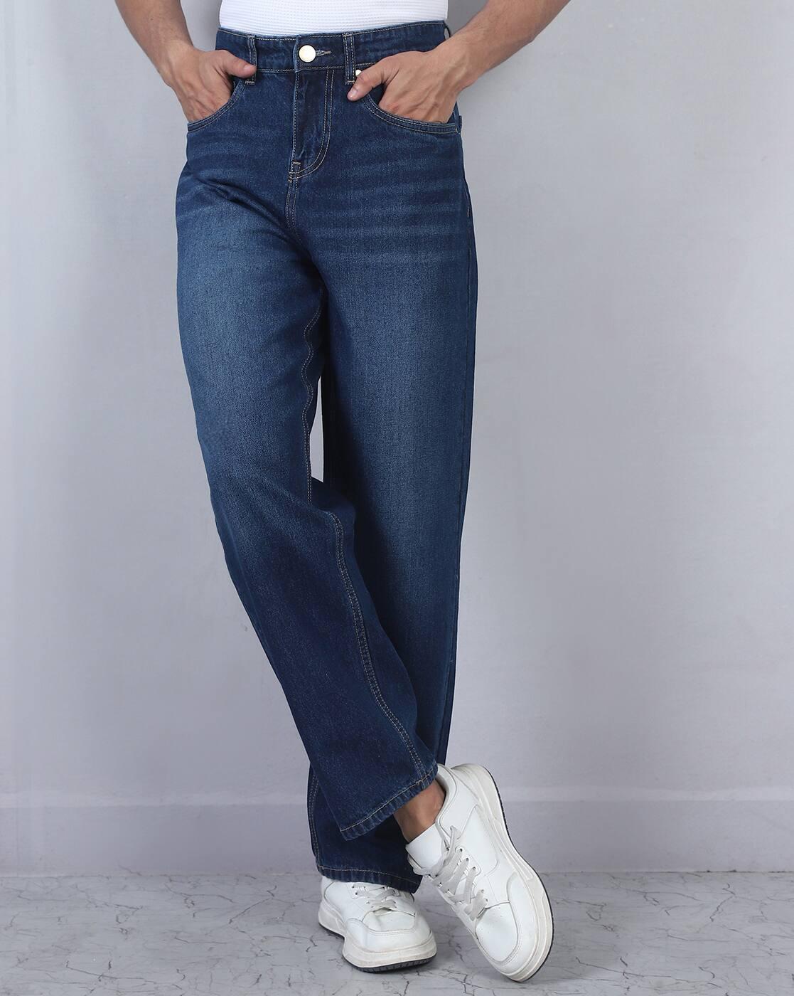 Shein Men Full Length Fly With Button Closure Mid Wash Jeans