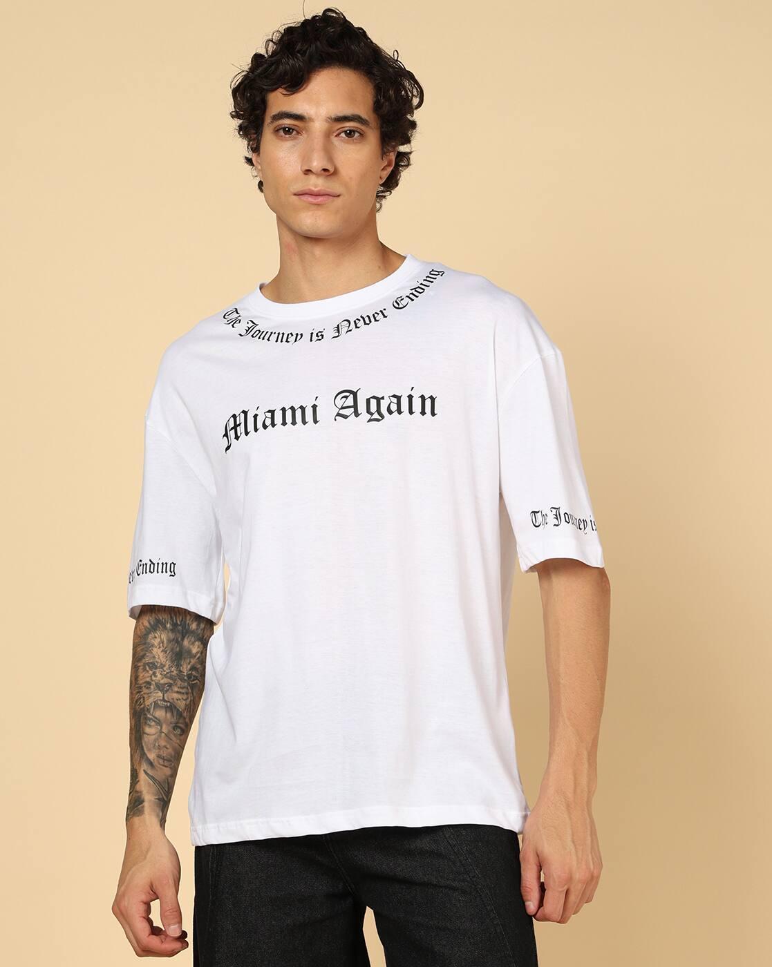 Shein Men Drop Shoulder Typographic Chest Print Crew Tshirt