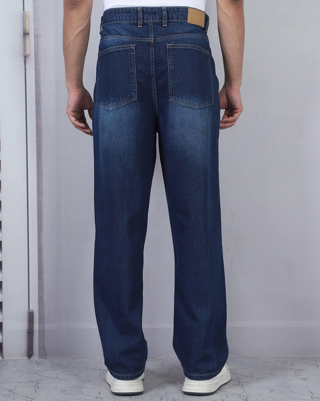 Shein Men Full Length Fly With Button Closure Mid Wash Jeans