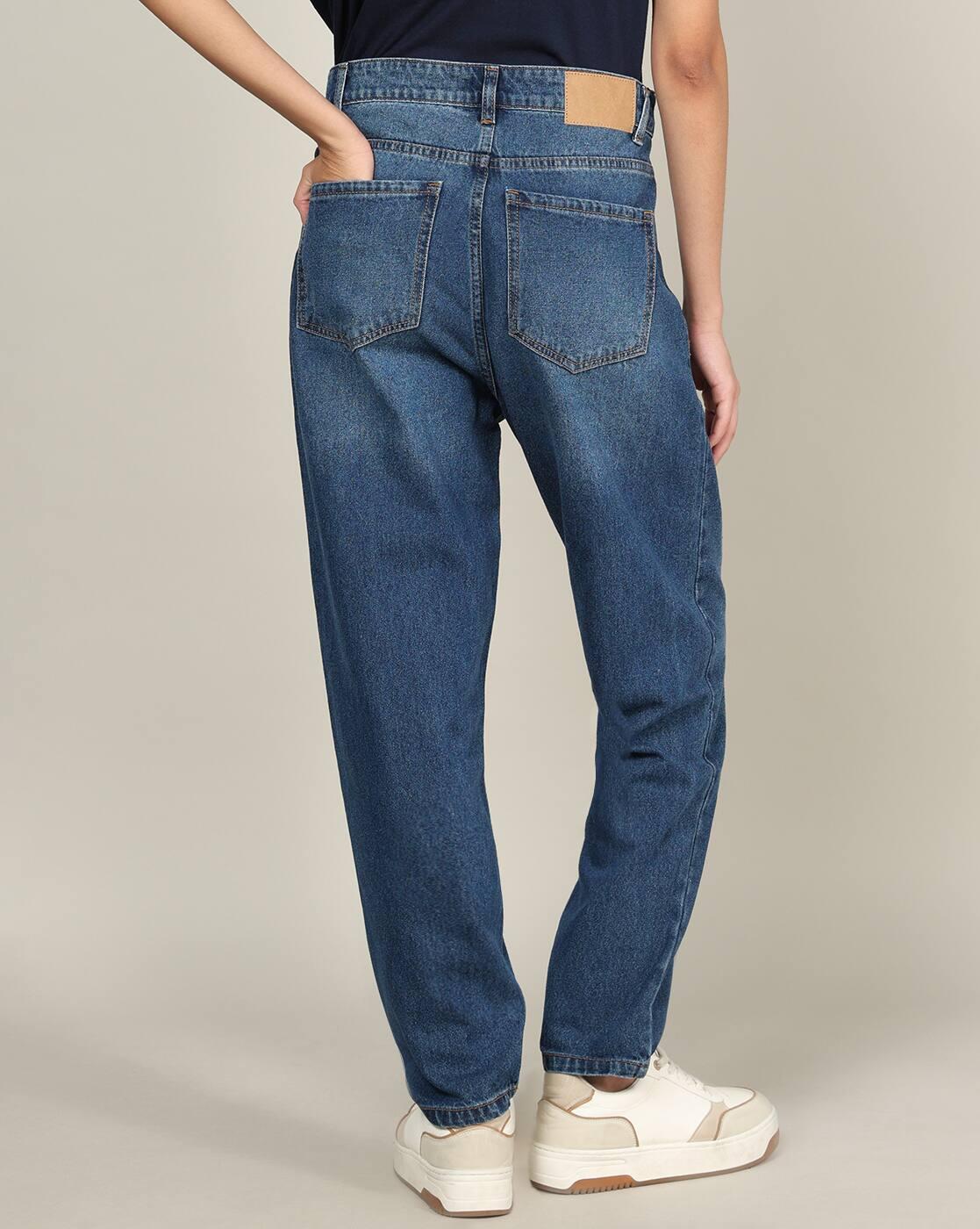 Shein Women High Rise Fly with Button Closure Mid Wash Jeans