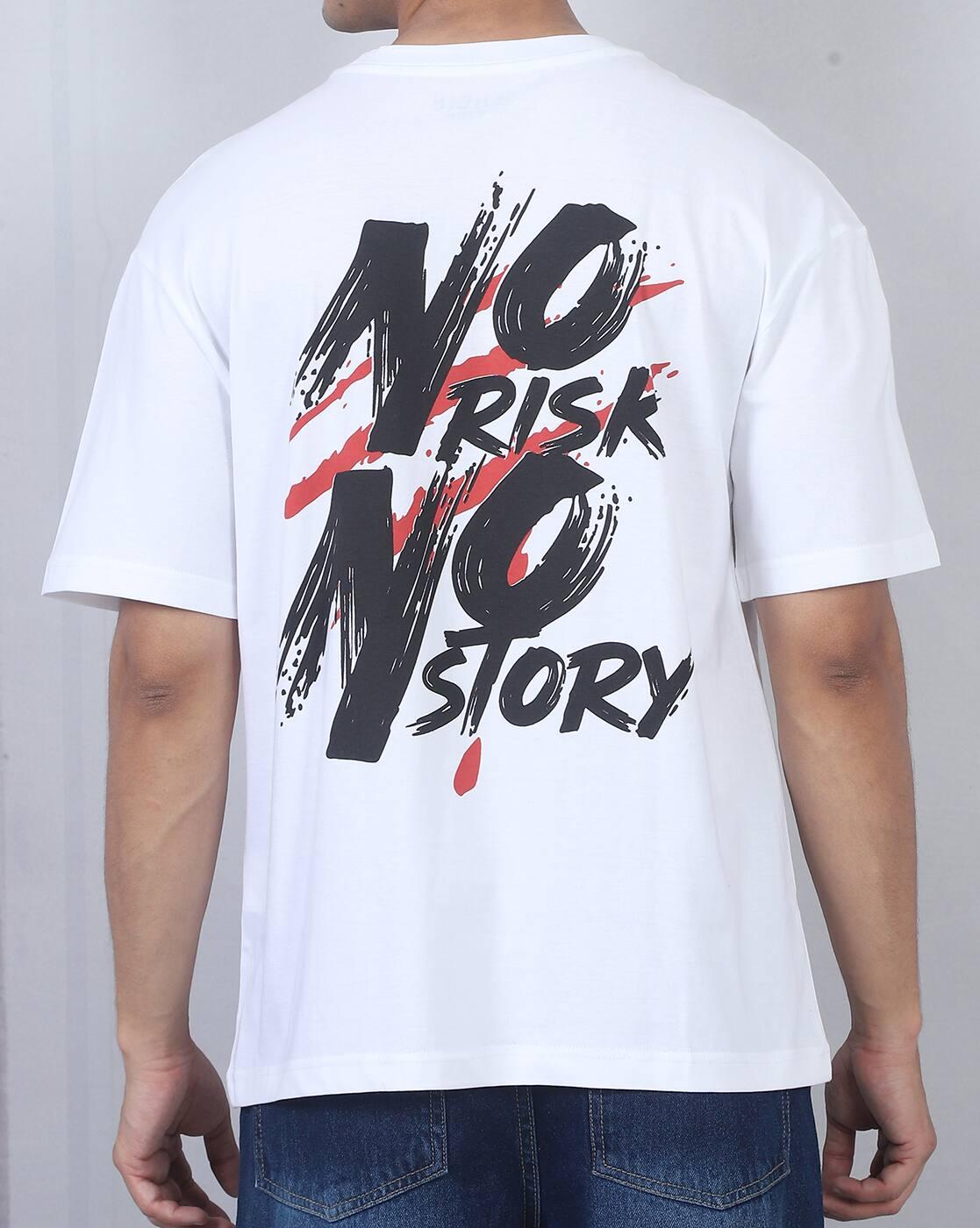 Shein Men Street Short Sleeve Typographic Back Print Crew Tshirt