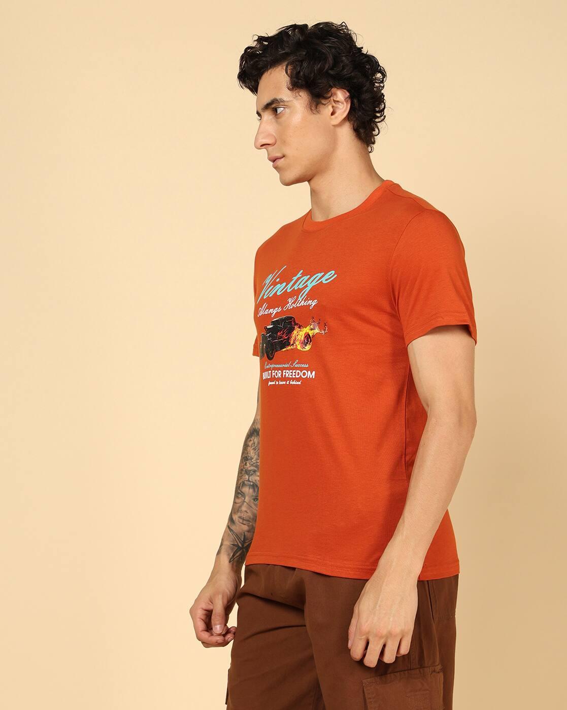 Shein Men Short Sleeve Typographic Chest Print Crew Tshirt
