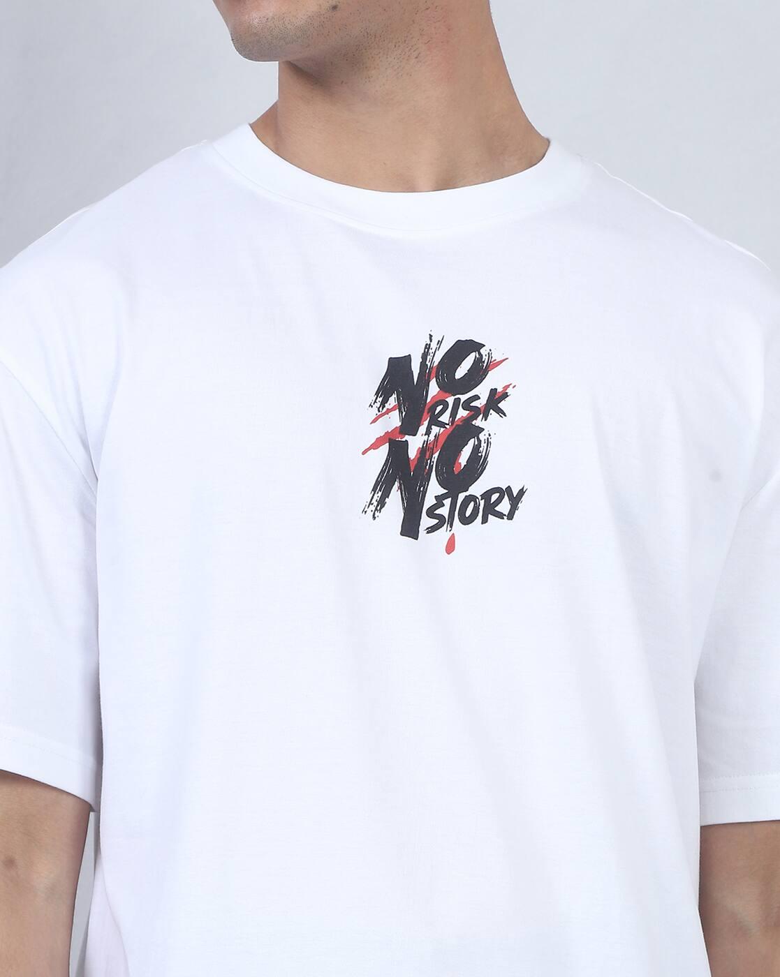 Shein Men Street Short Sleeve Typographic Back Print Crew Tshirt