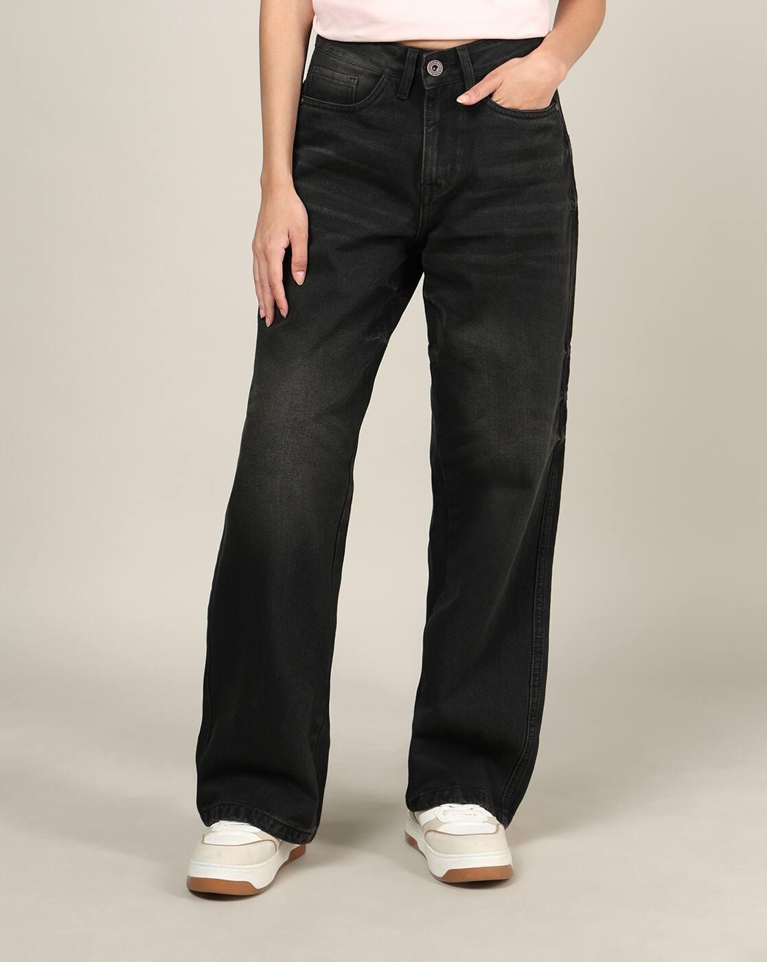 Shein Women Full Length Fly With Button Closure Mid Wash Jeans