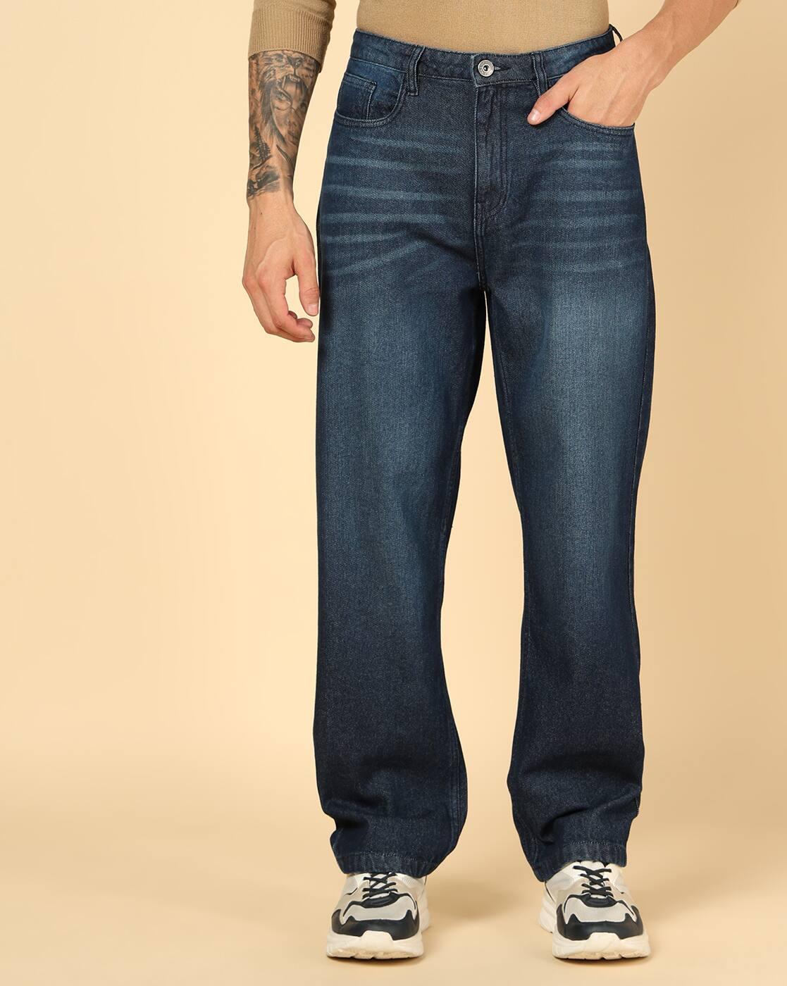 Shein Men Full Length Fly With Button Closure Mid Wash Jeans