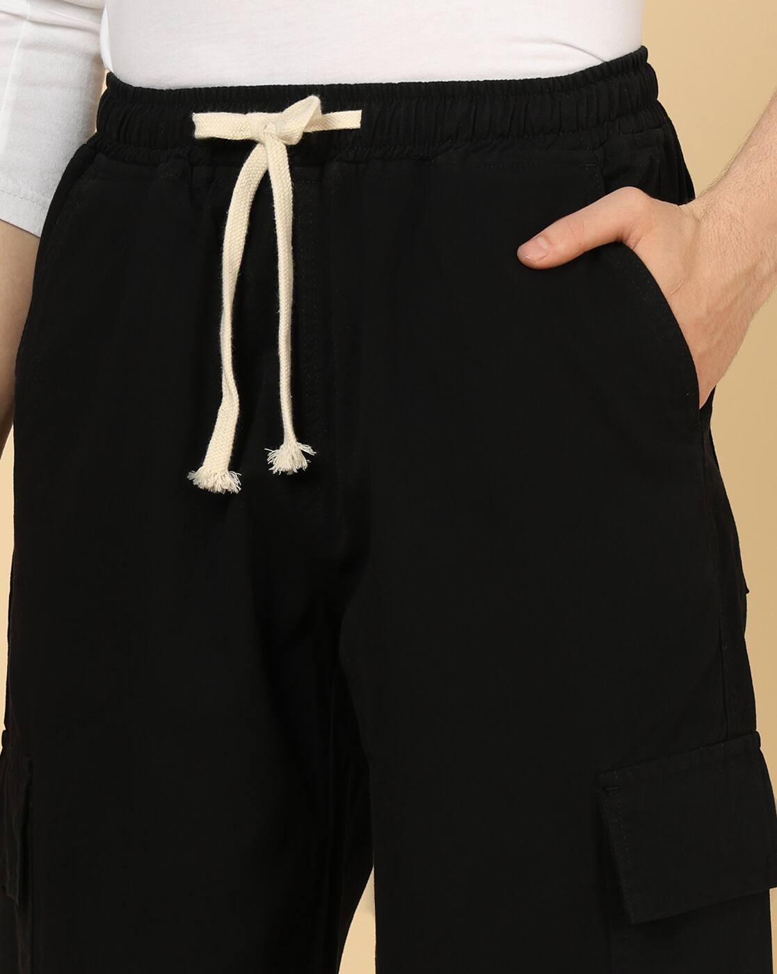 Shein Men Ankle Length Elasticated Drawstring Waist Cargo Pant
