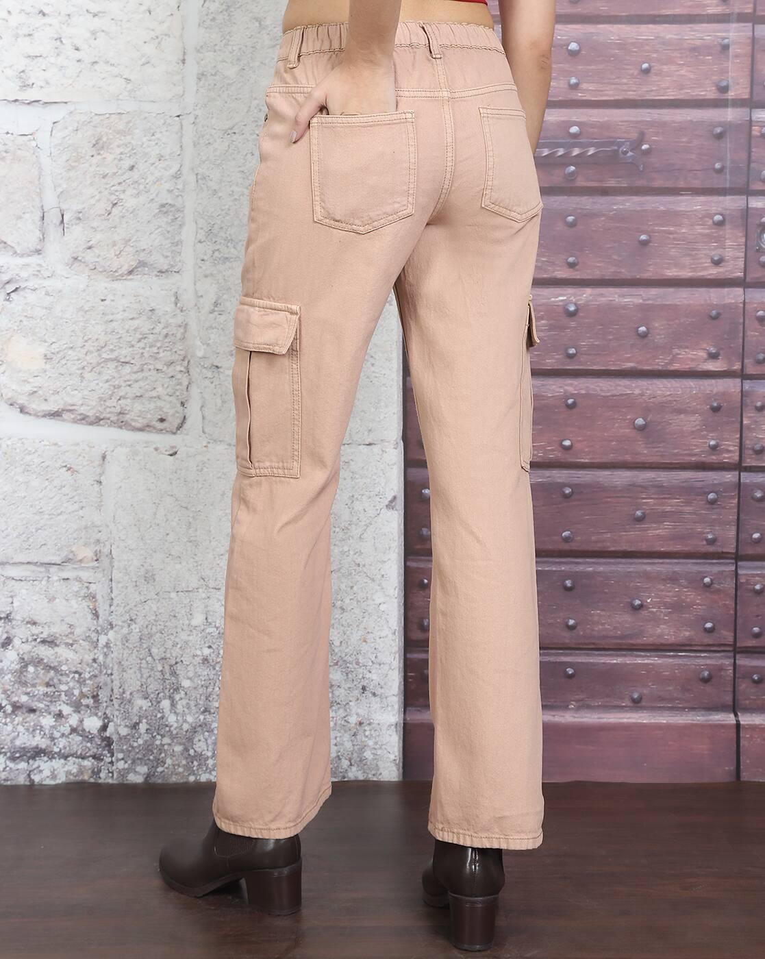 Shein Women Ankle Length Semi Elasticated Waist Cargo Jeans