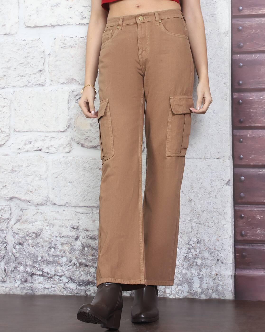 Shein Women Ankle Length Semi Elasticated Waist Cargo Jeans