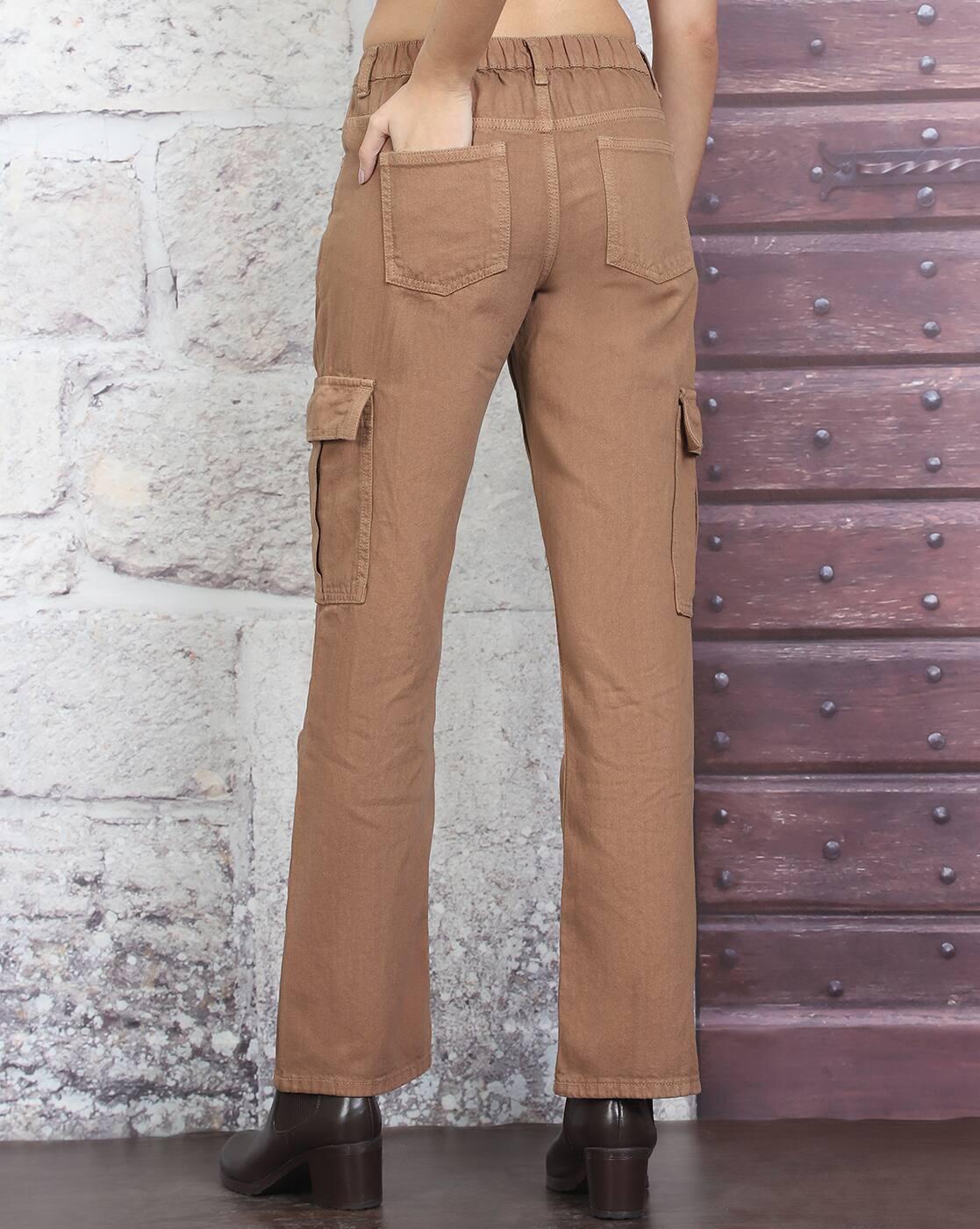 Shein Women Ankle Length Semi Elasticated Waist Cargo Jeans
