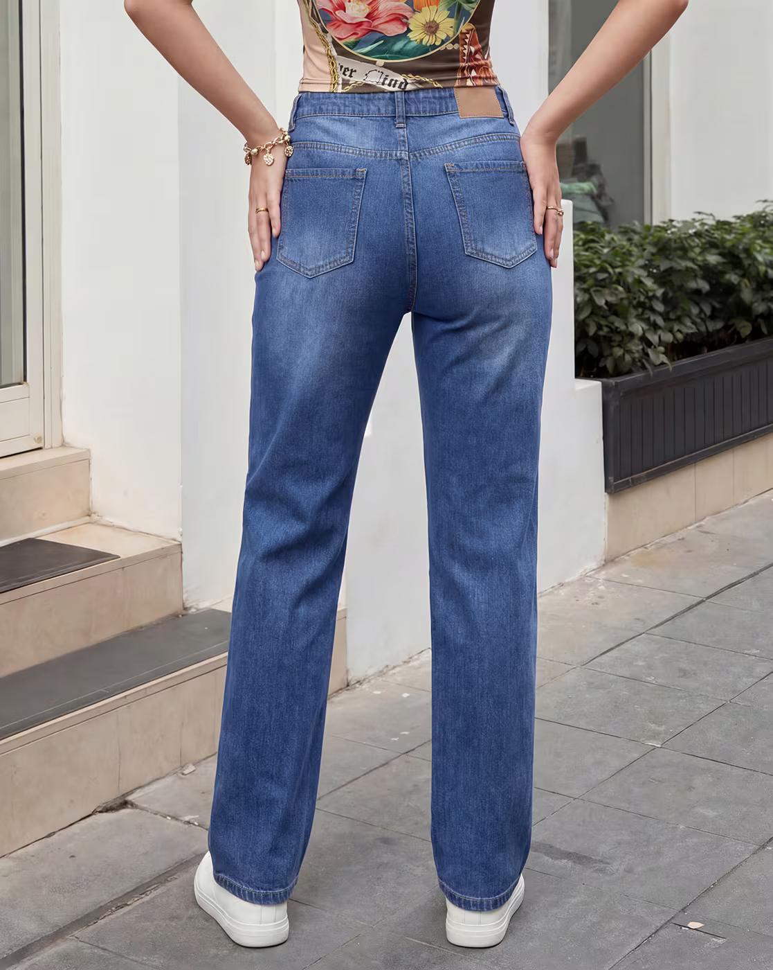 Shein Women Ankle Length Fly With Button Closure Mid Wash Jeans