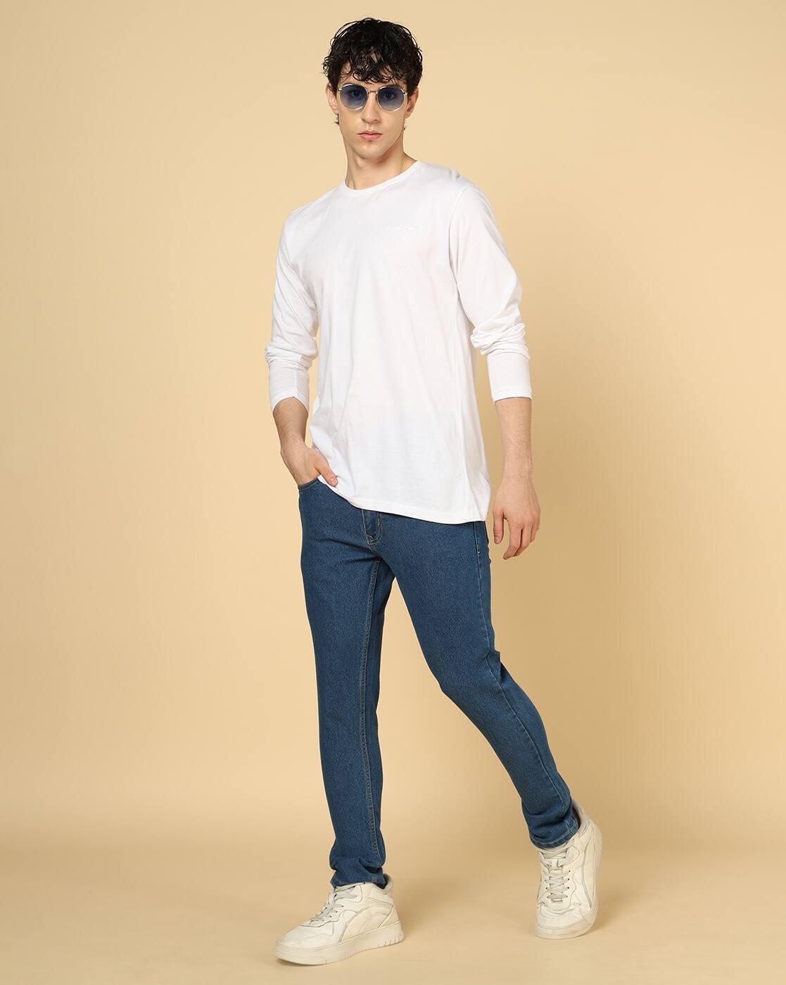 Shein Men Ankle Length Fly With Button Closure Light Wash Jeans
