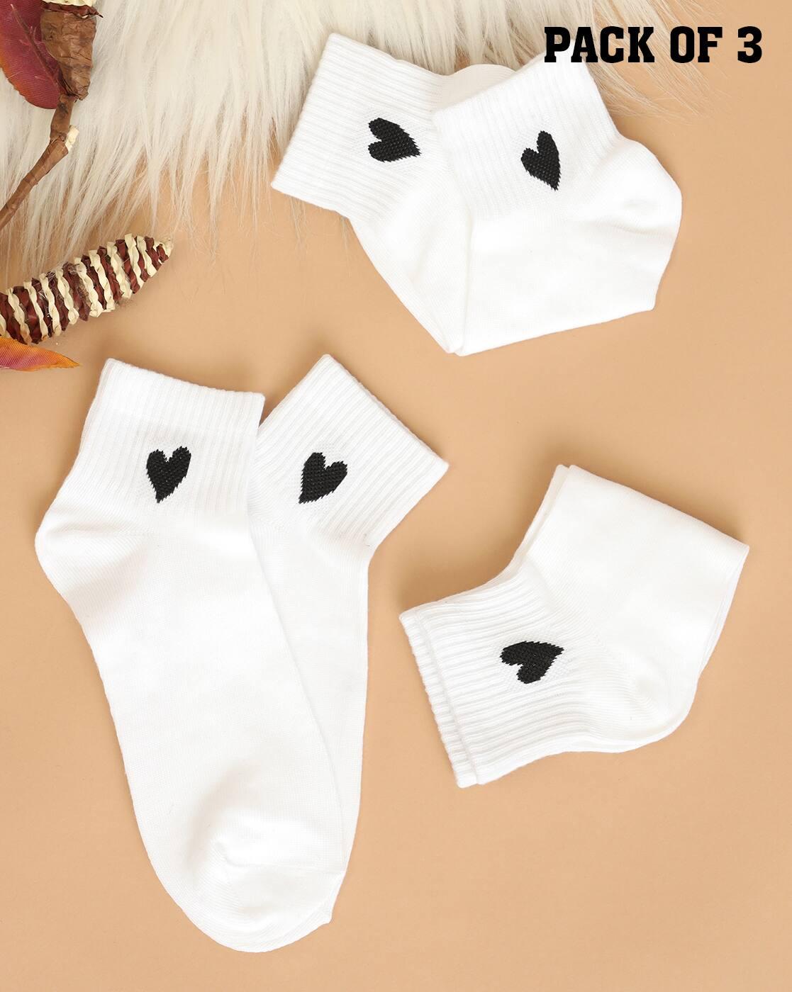 Shein Women 3 Pairs Of Heart Print Everyday Socks