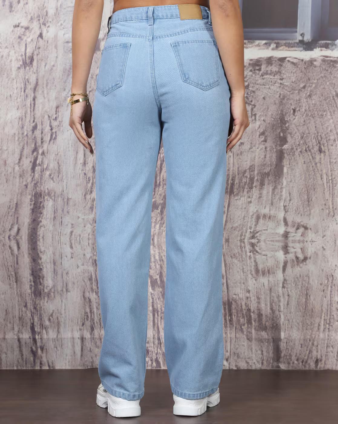 Shein Women Full Length Fly With Button Closure Light Wash Jeans