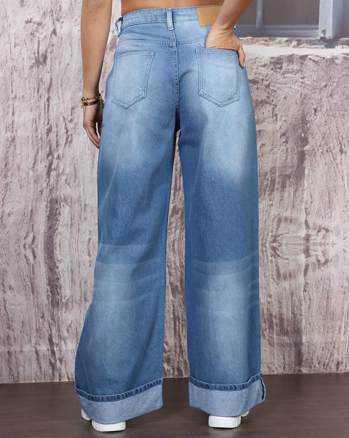 Shein Women Full Length Fly With Button Closure Mid Wash Jeans