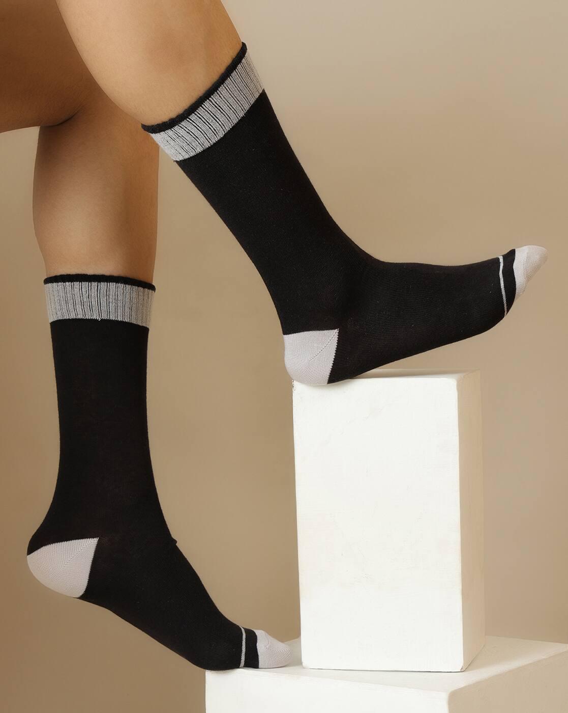 Shein Men Combo Of 3 Colour-Blocked Everyday Socks