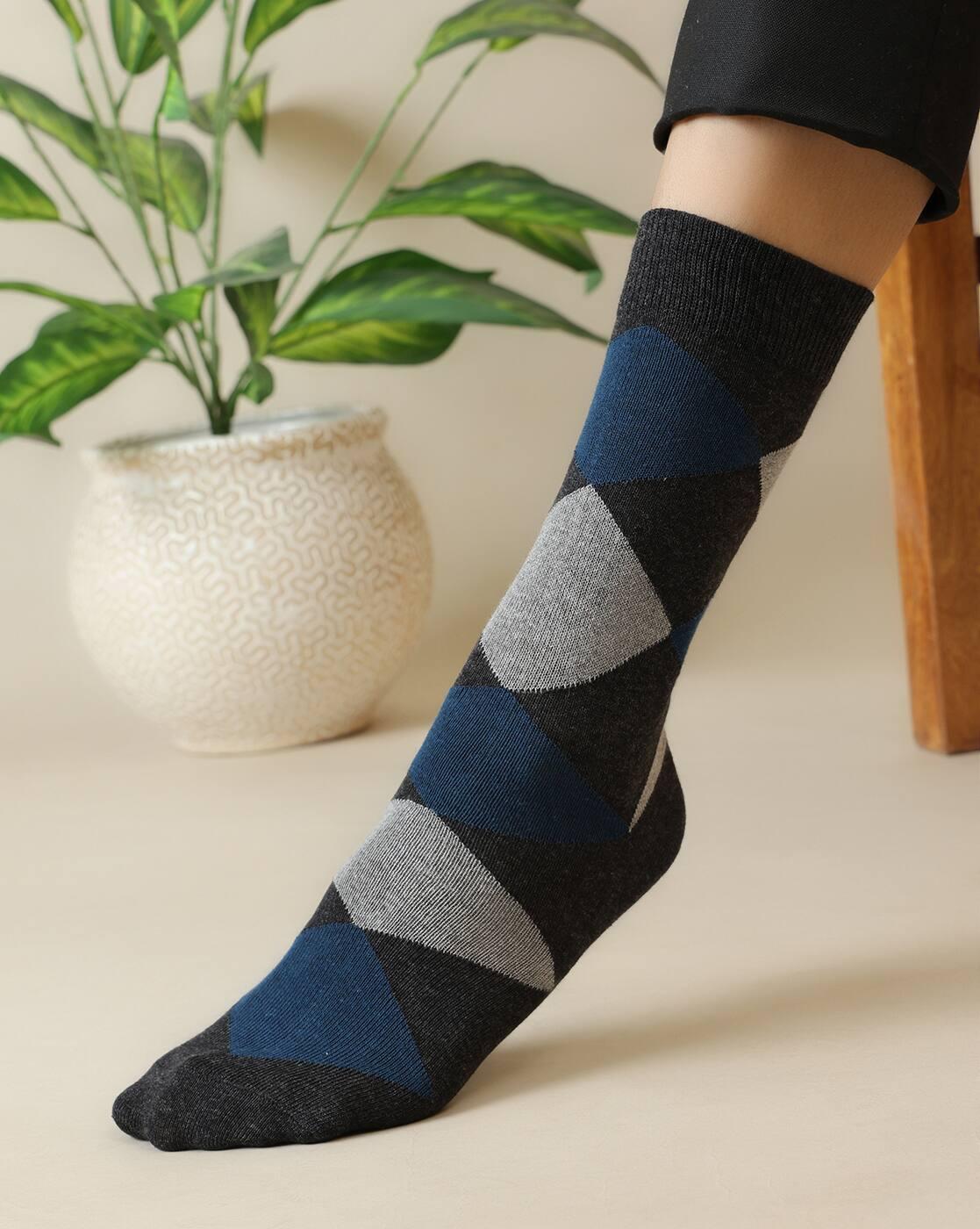 Shein Men Combo Of 3 Geometric Everyday Socks