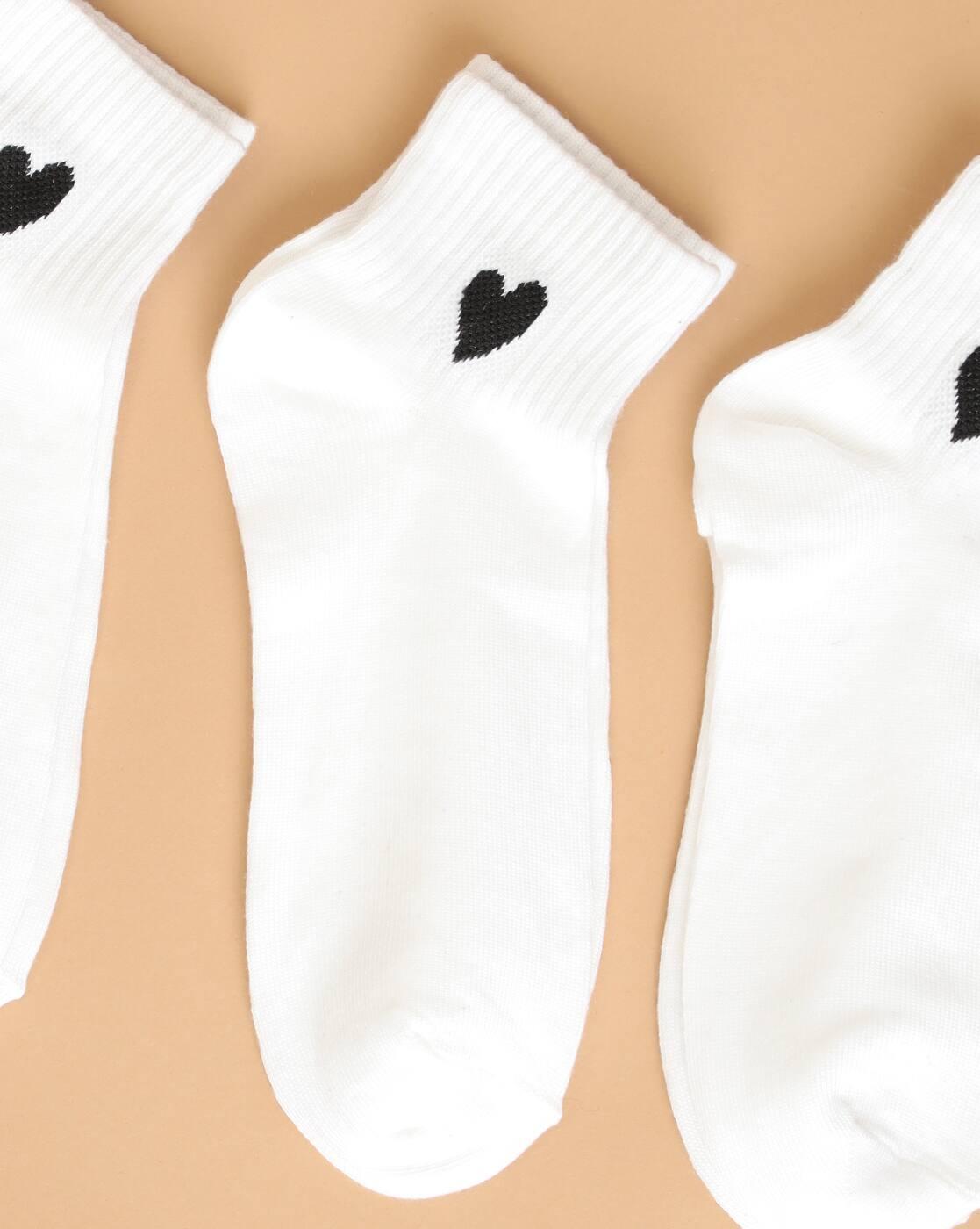 Shein Women 3 Pairs Of Heart Print Everyday Socks
