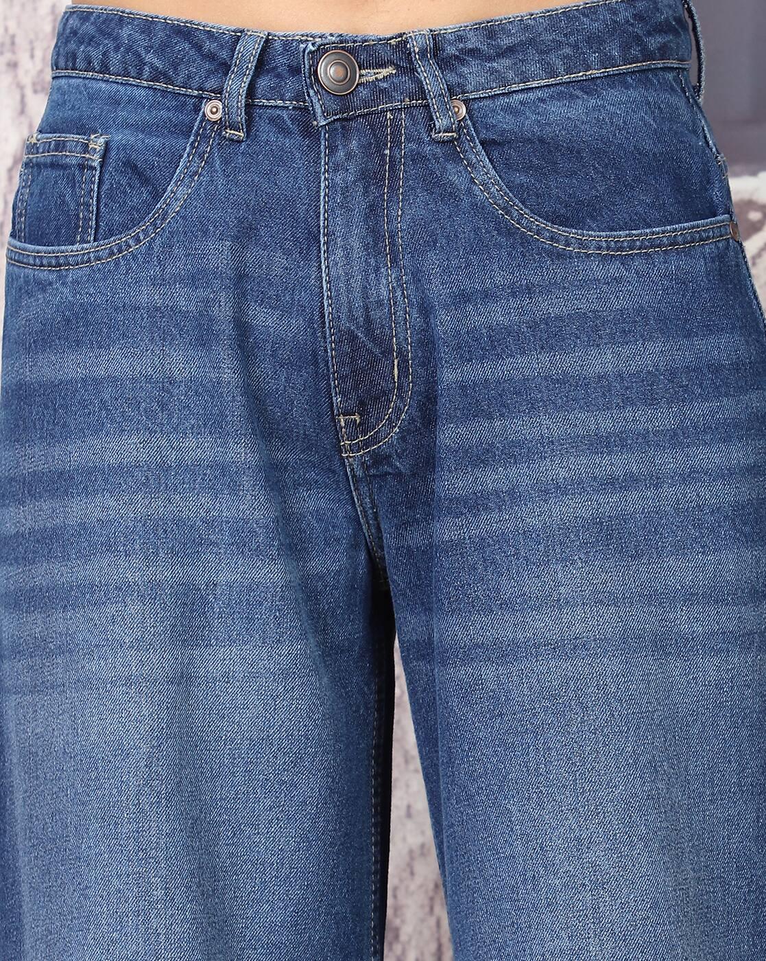 Shein Women Full Length Fly With Button Closure Mid Wash Jeans