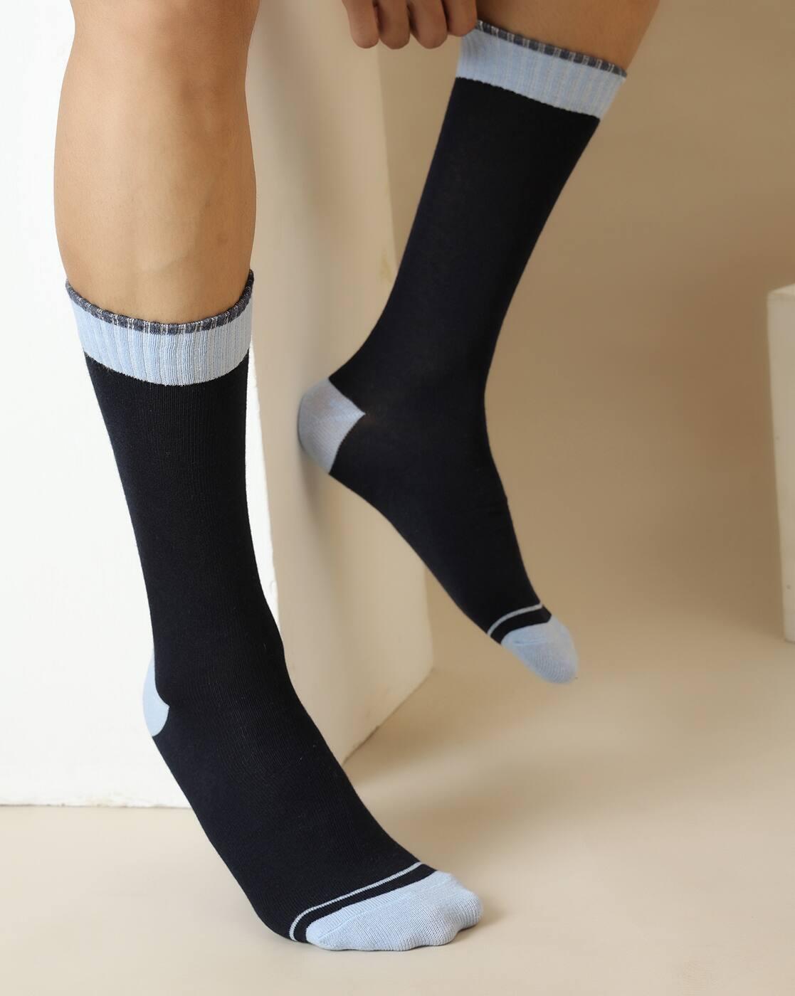 Shein Men Combo Of 3 Colour-Blocked Everyday Socks