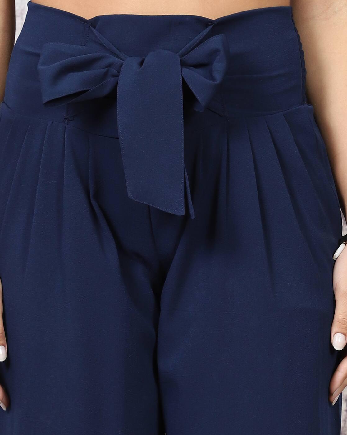 Shein Women Semi-Elasticated Waist Bow Detail Smocked Palazzo