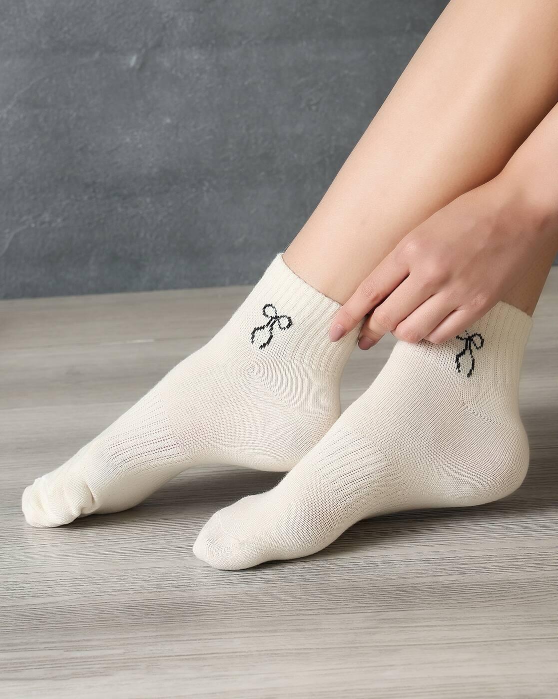 Shein Women 3 Pairs Of Bow Print Everyday Socks