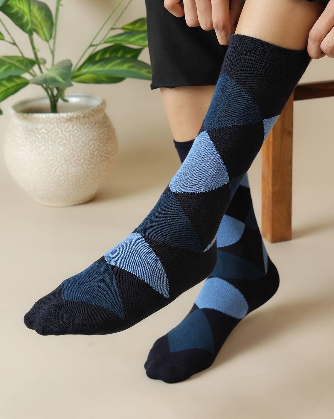 Shein Men Combo Of 3 Geometric Everyday Socks