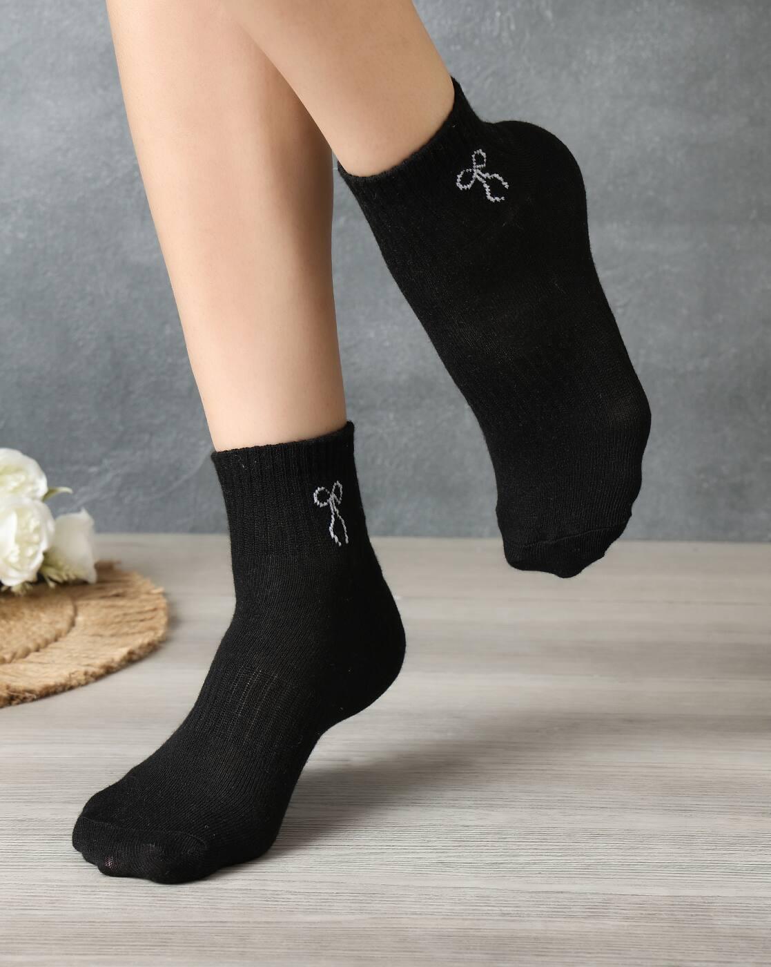Shein Women 3 Pairs Of Bow Print Everyday Socks
