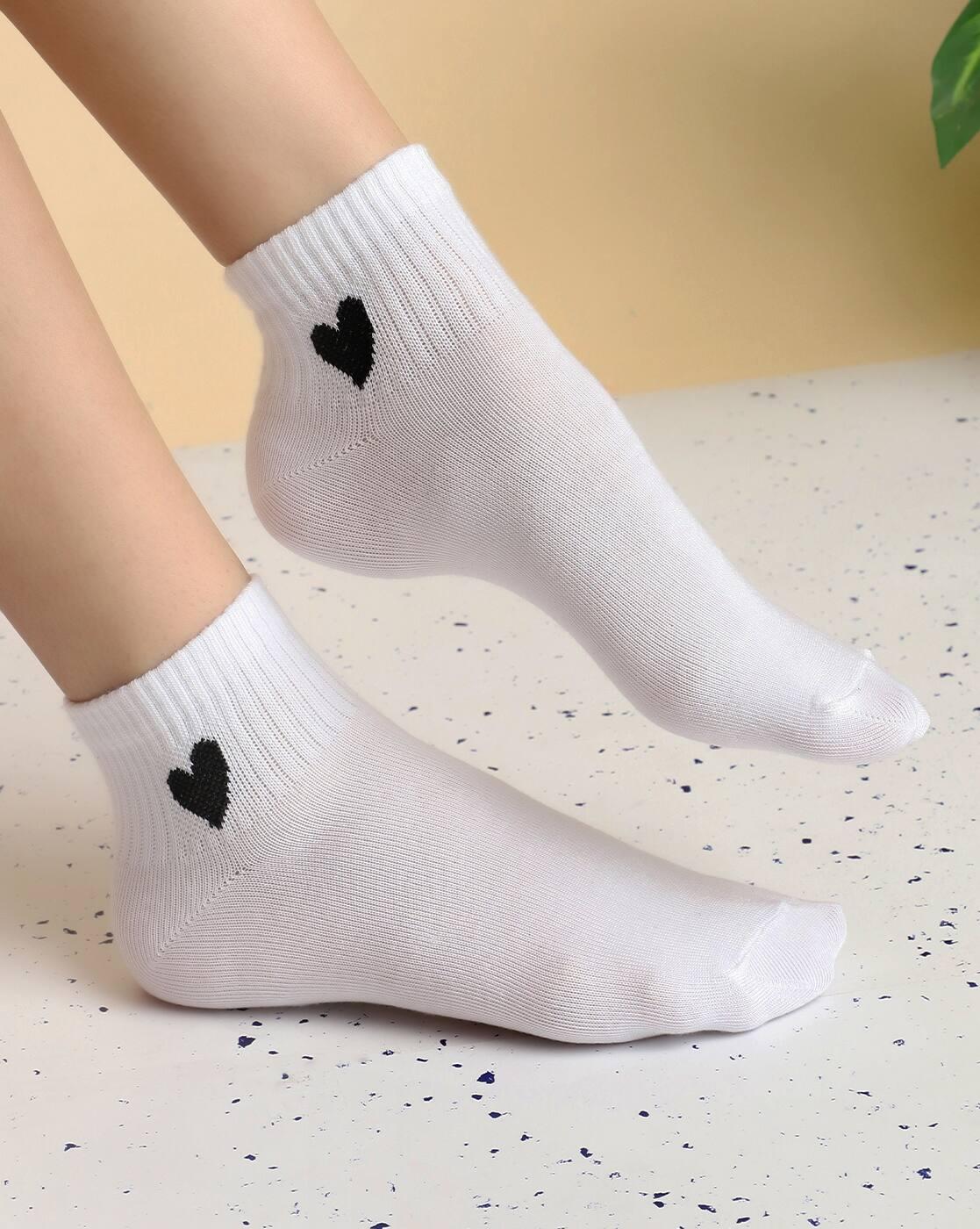 Shein Women 3 Pairs Of Heart Print Everyday Socks