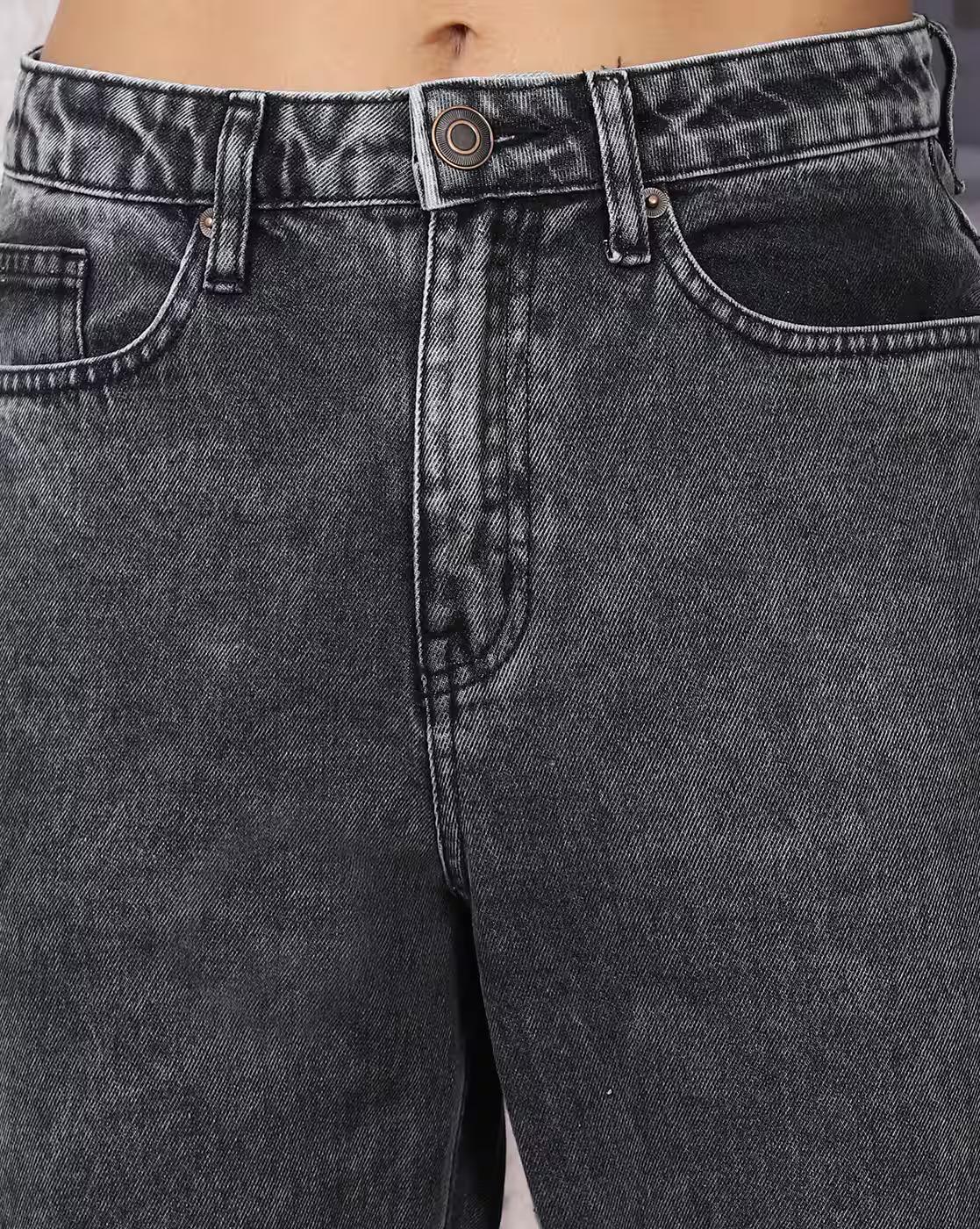 Shein Women Full Length Fly With Button Closure Stone Wash Jeans