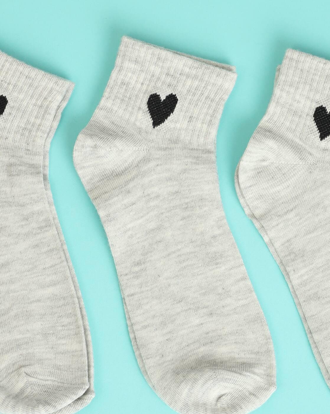 Shein Women 3 Pairs Of Heart Print Everyday Socks