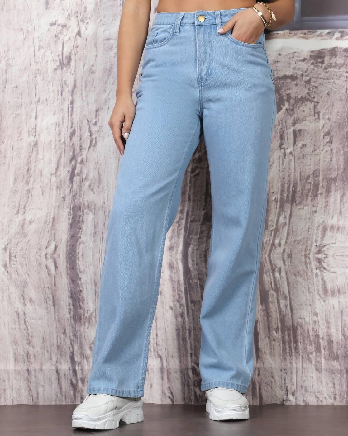 Shein Women Full Length Fly With Button Closure Light Wash Jeans