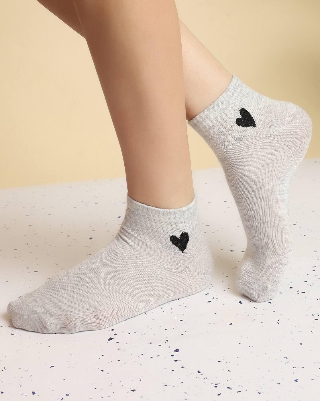 Shein Women 3 Pairs Of Heart Print Everyday Socks