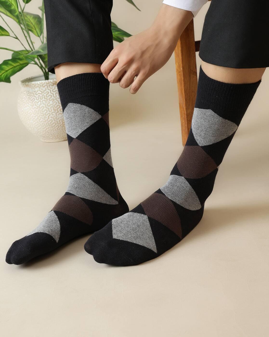 Shein Men Combo Of 3 Geometric Everyday Socks
