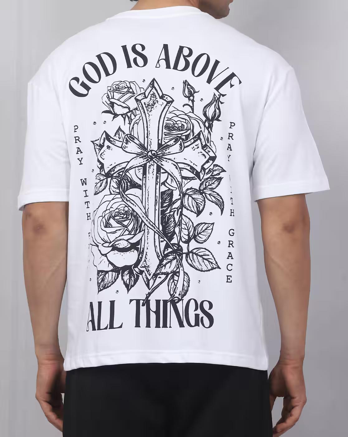 Shein Men Short Sleeve Floral Back Print Crew Tshirt