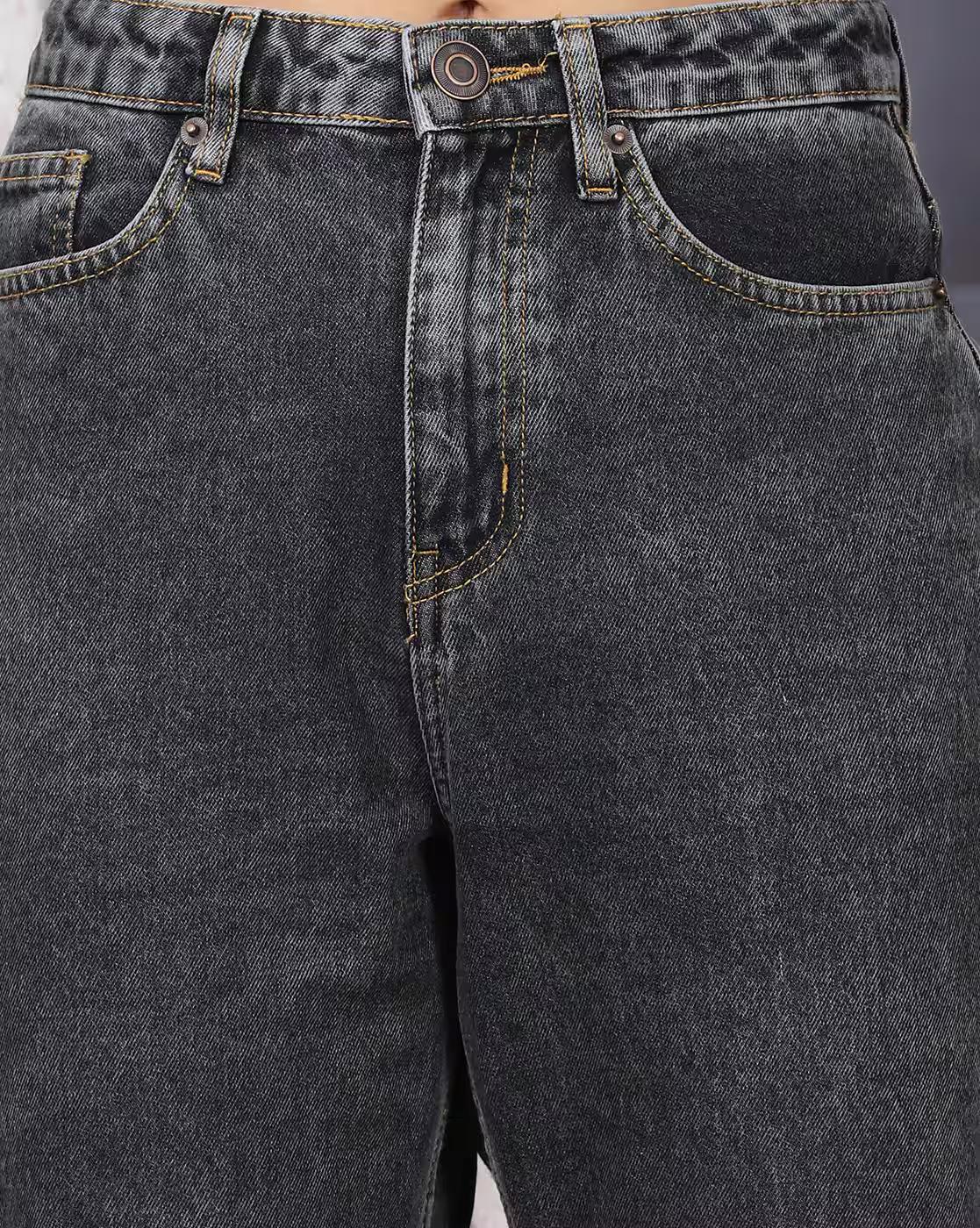 Shein Women Full Length Fly With Button Closure Stone Wash Jeans