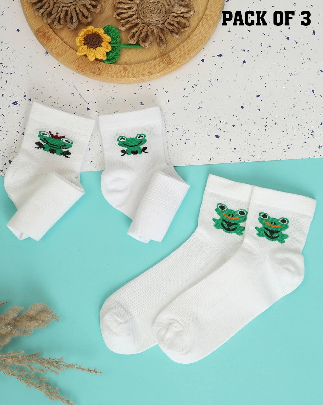 Shein Women 3 Pairs Of Graphic Print Ankle Socks
