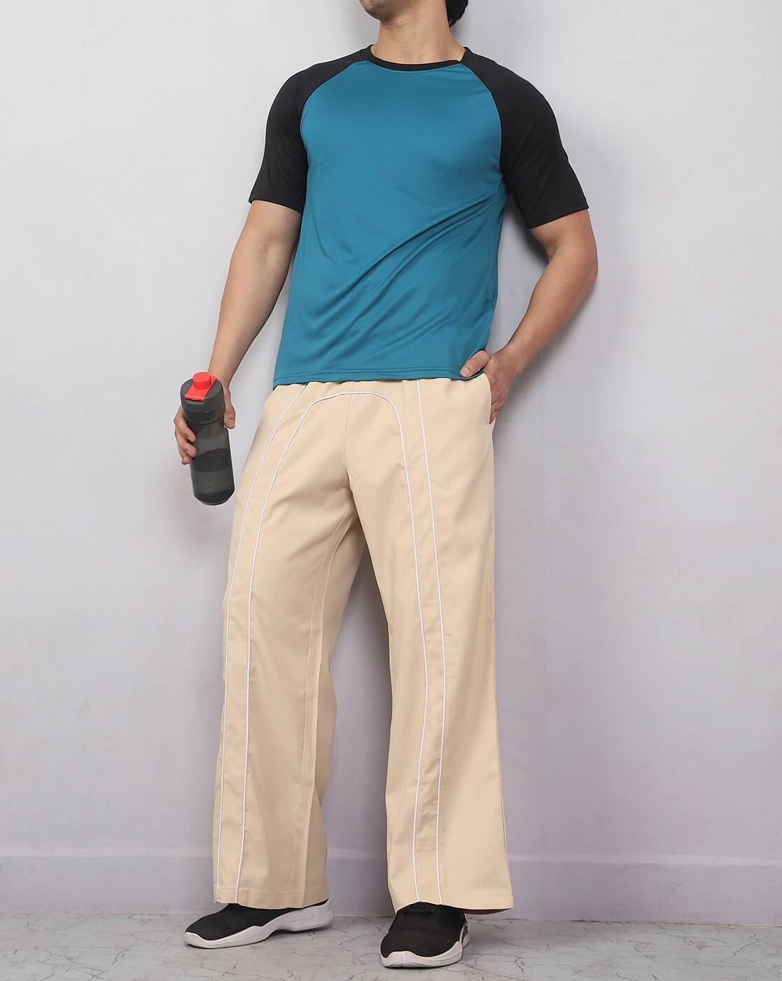 Shein Men Activewear Raglan Sleeve Colour Blocked Crew Neck Tshirt