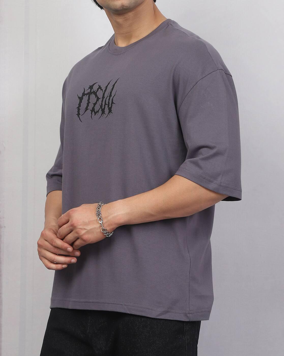 Shein Drop Shoulder Graphic Back Print Crew Tshirt