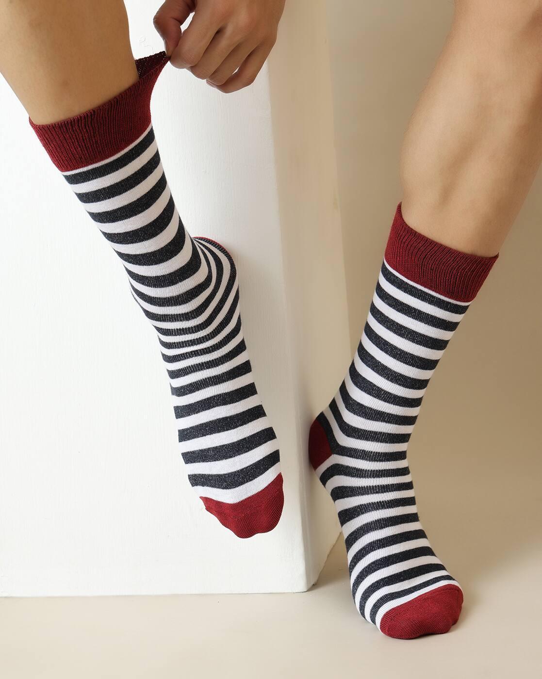 Shein Men Combo Of 3 Striped Everyday Socks