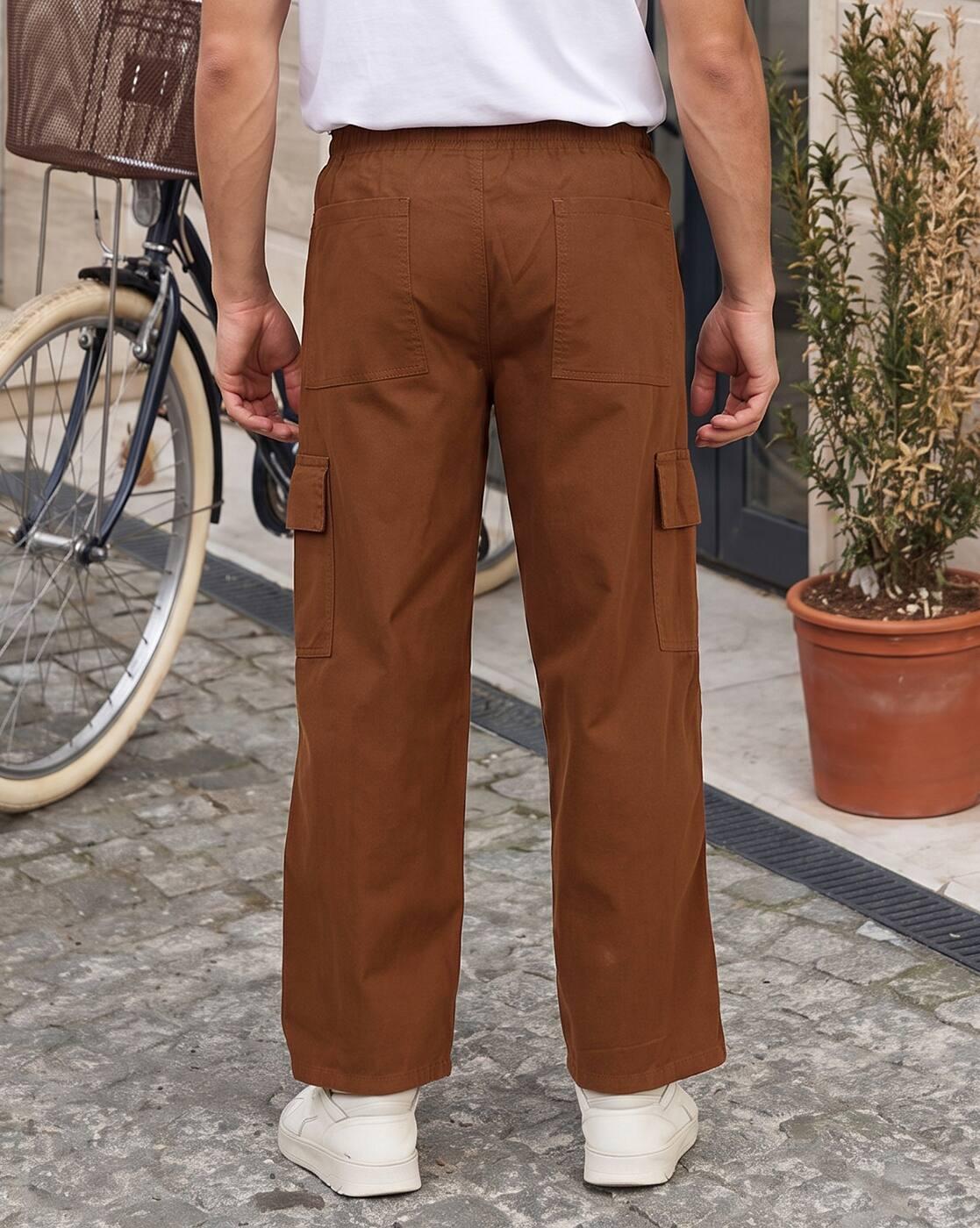 Shein Men Ankle Length Elasticated Drawstring Waist Cargo Pant
