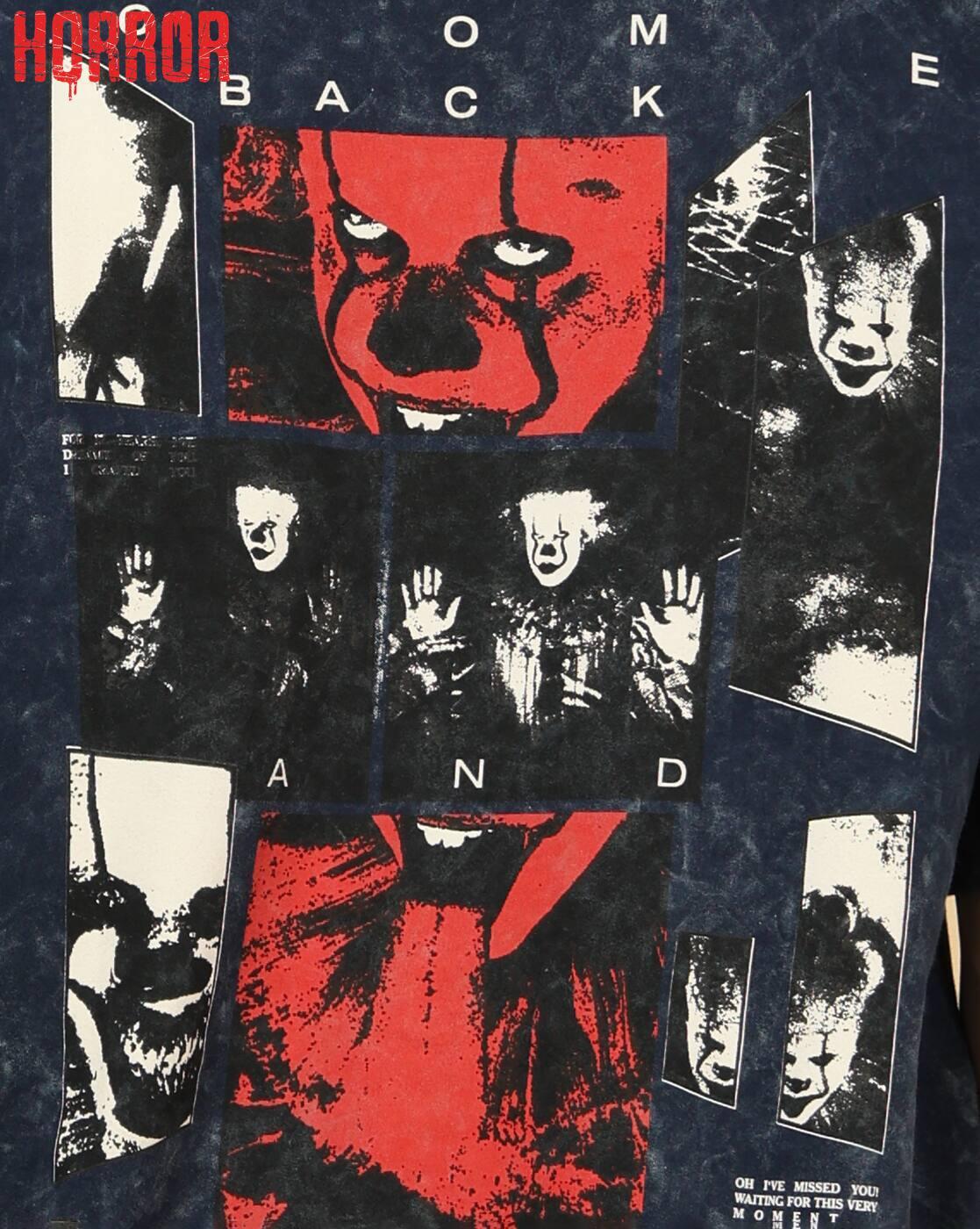 Shein Men Drop Shoulder Warner Horror Pennywise Back Print Crew Tshirt