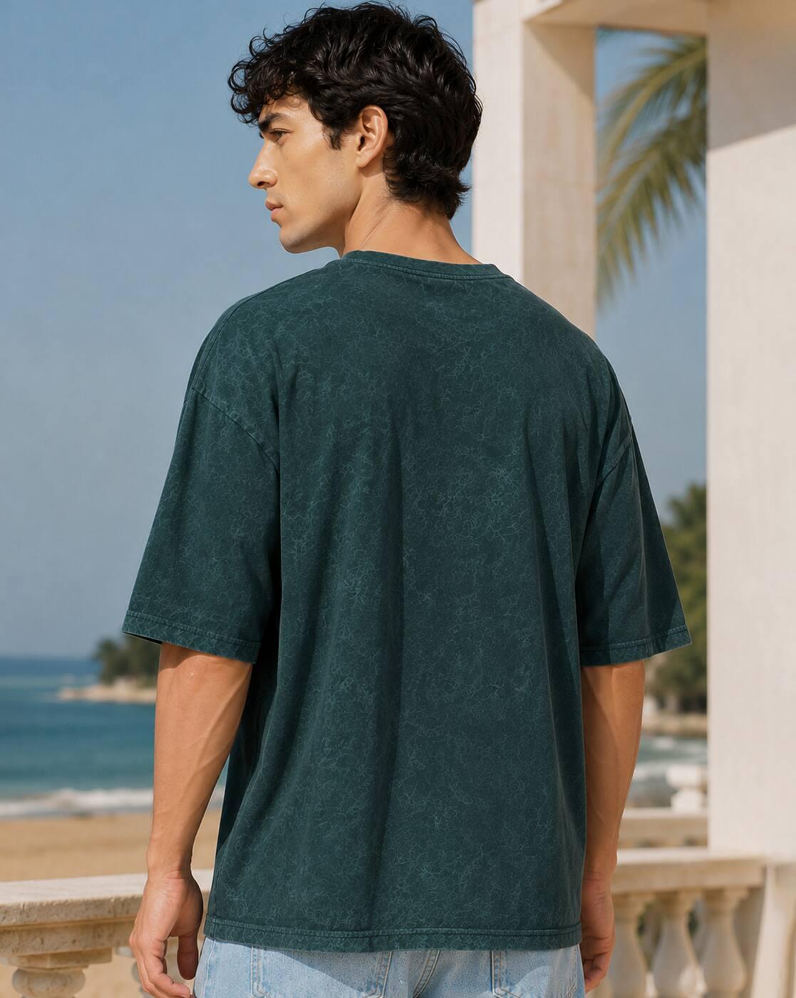 Shein Men Drop Shoulder Typographic Chest Print Crew Tshirt