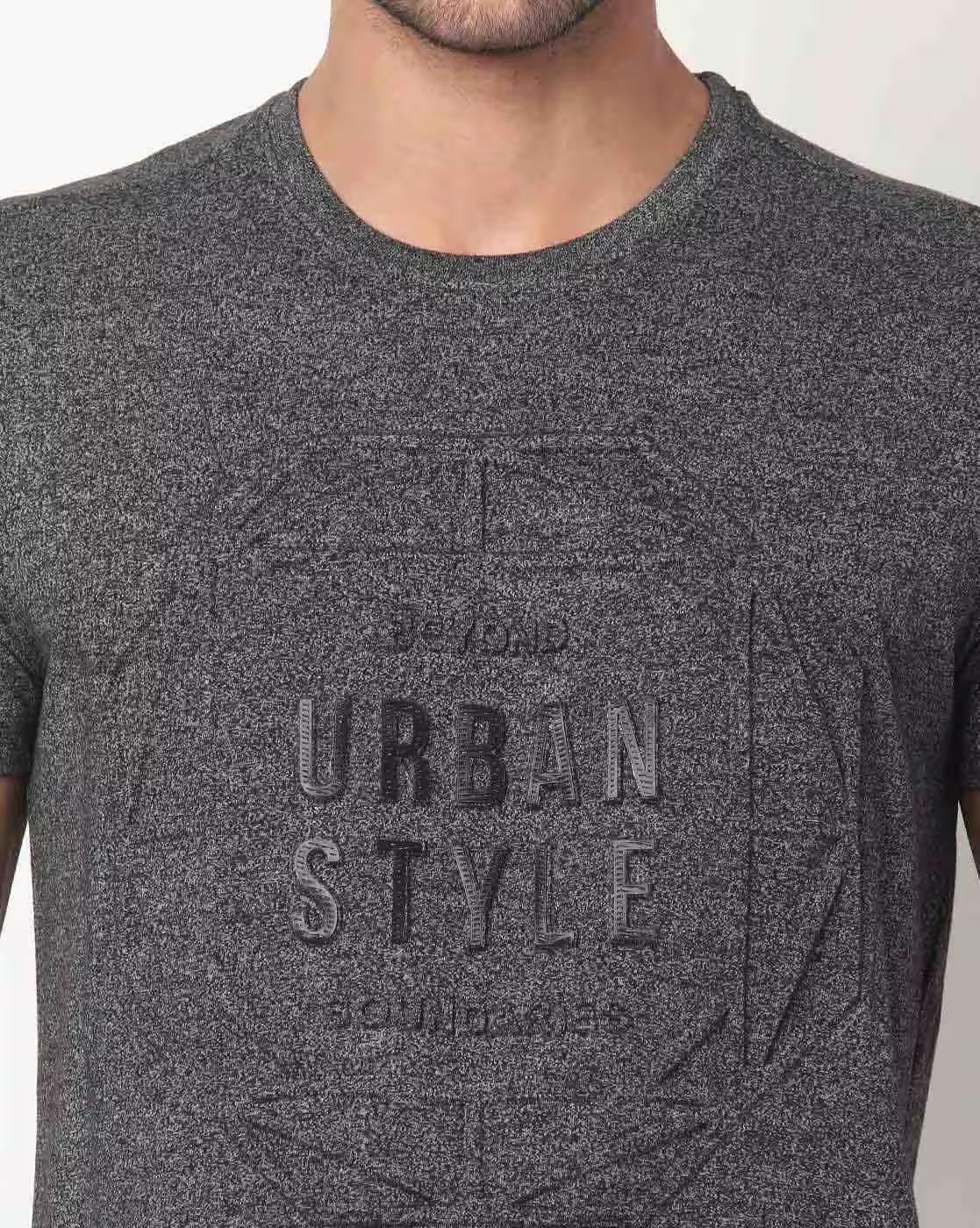 Typographic Embossed Crew-Neck T-shirt