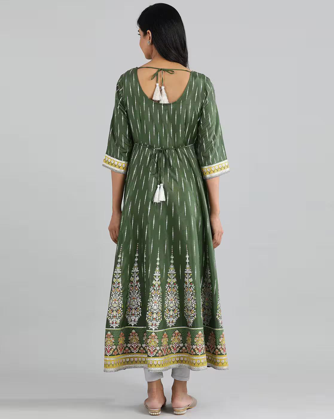 Printed Flared Kurta with Tie-Ups