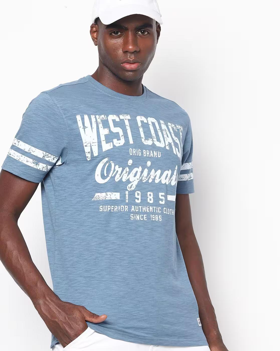 Regular Fit Typographic Print Crew-Neck T-Shirt