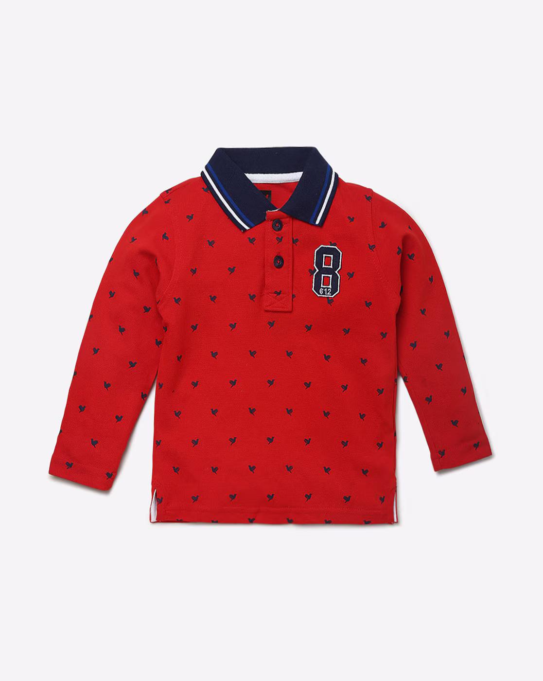 Printed Polo T-shirt with Contrast Tipped Collar