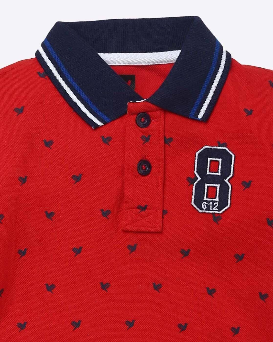 Printed Polo T-shirt with Contrast Tipped Collar