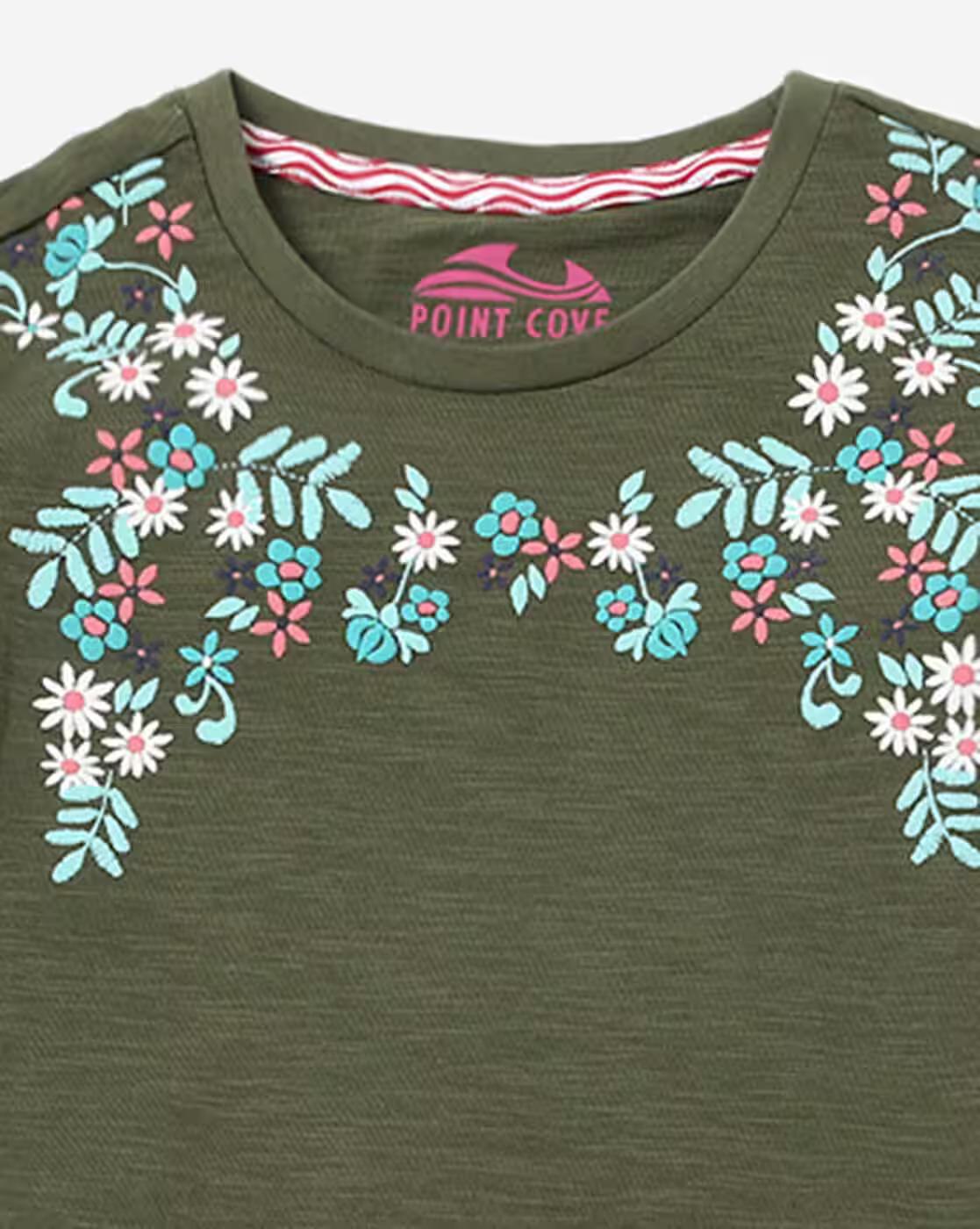 Floral Print Slub-Knit T-shirt